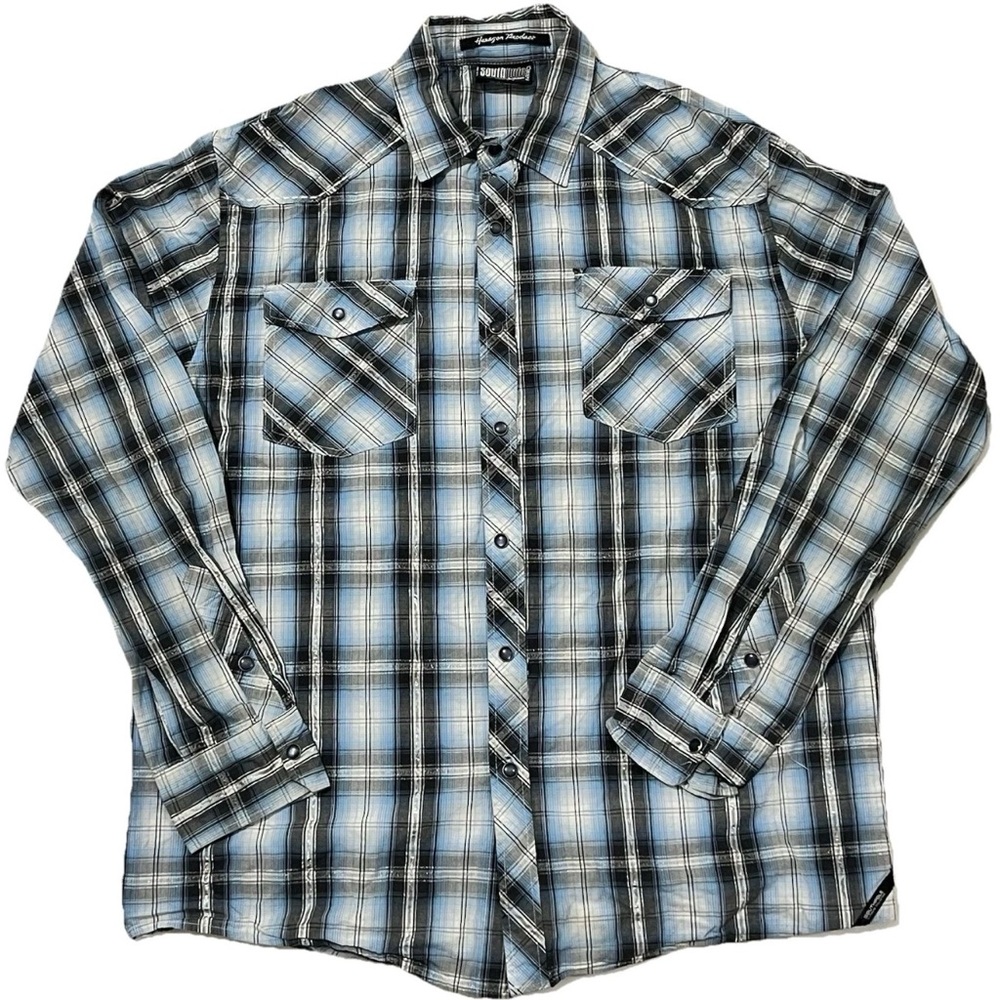 South Pole Blue and Black Casual Button Down Shirt